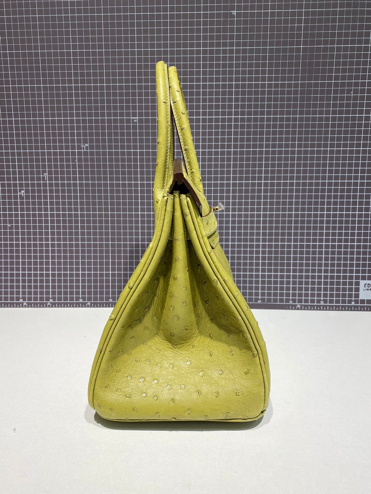 Hermes Birkin 30cm Lime Ostrich Leather Gold Hardware Bag
