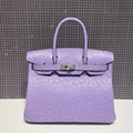 Hermes Birkin 30cm Purple Ostrich Leather Silver Hardware Bag