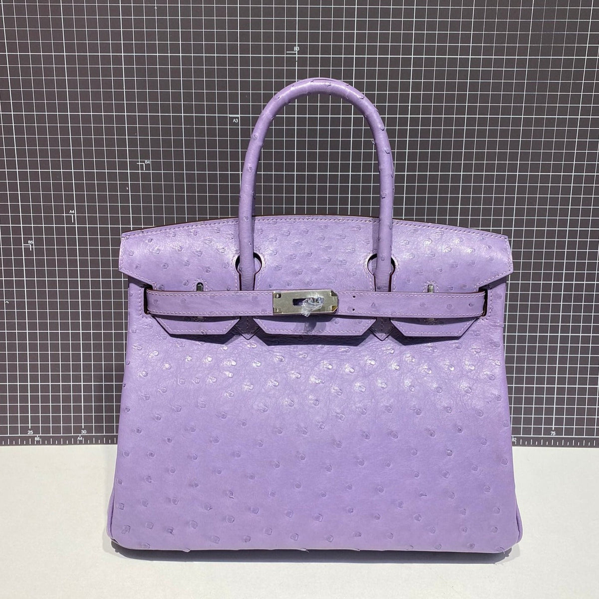 Hermes Birkin 30cm Purple Ostrich Leather Silver Hardware Bag