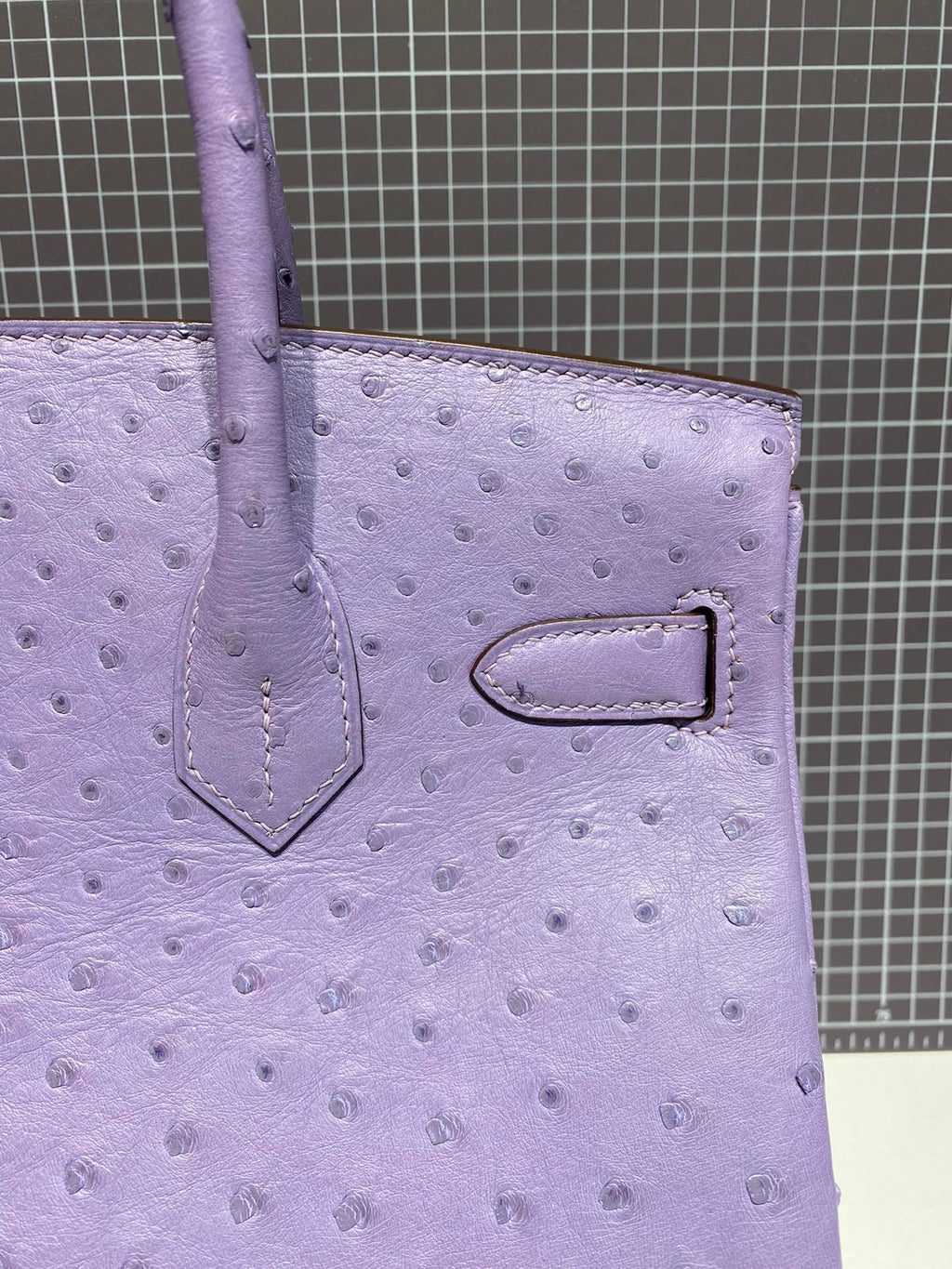 Hermes Birkin 30cm Purple Ostrich Leather Silver Hardware Bag