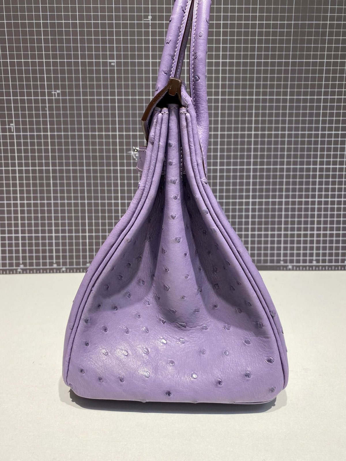 Hermes Birkin 30cm Purple Ostrich Leather Silver Hardware Bag