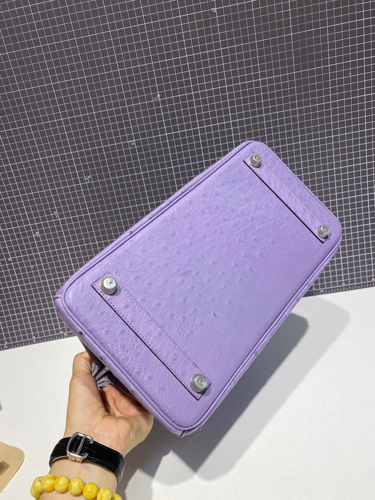 Hermes Birkin 30cm Purple Ostrich Leather Silver Hardware Bag