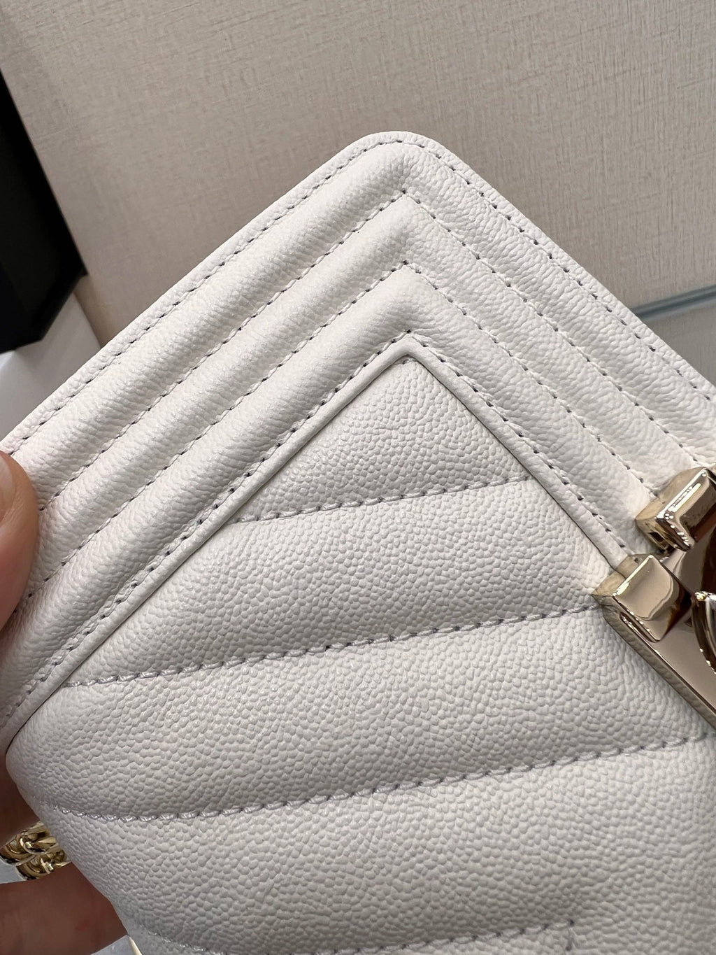 Chanel Boy Bag Small 20 White Chevron Caviar Gold Hardware