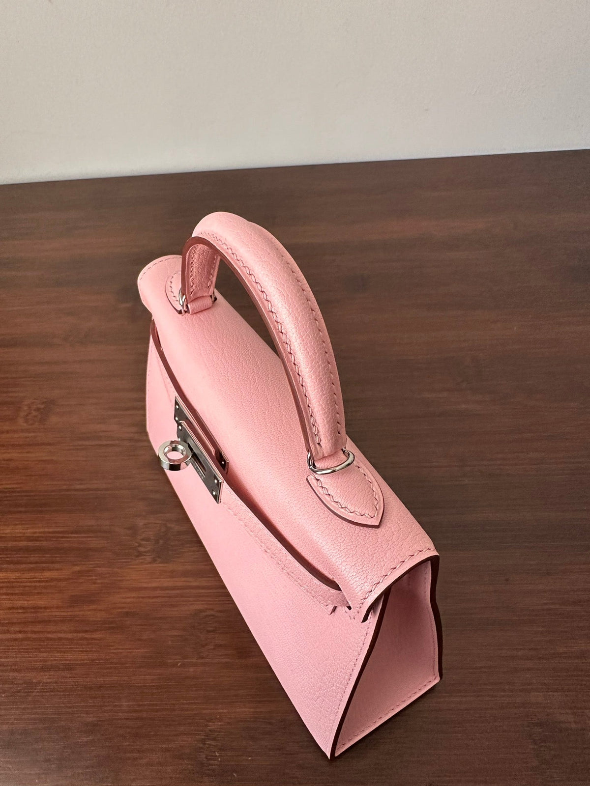 Hermes Kelly Mini 19 Pink Chevre Silver Hardware Bag