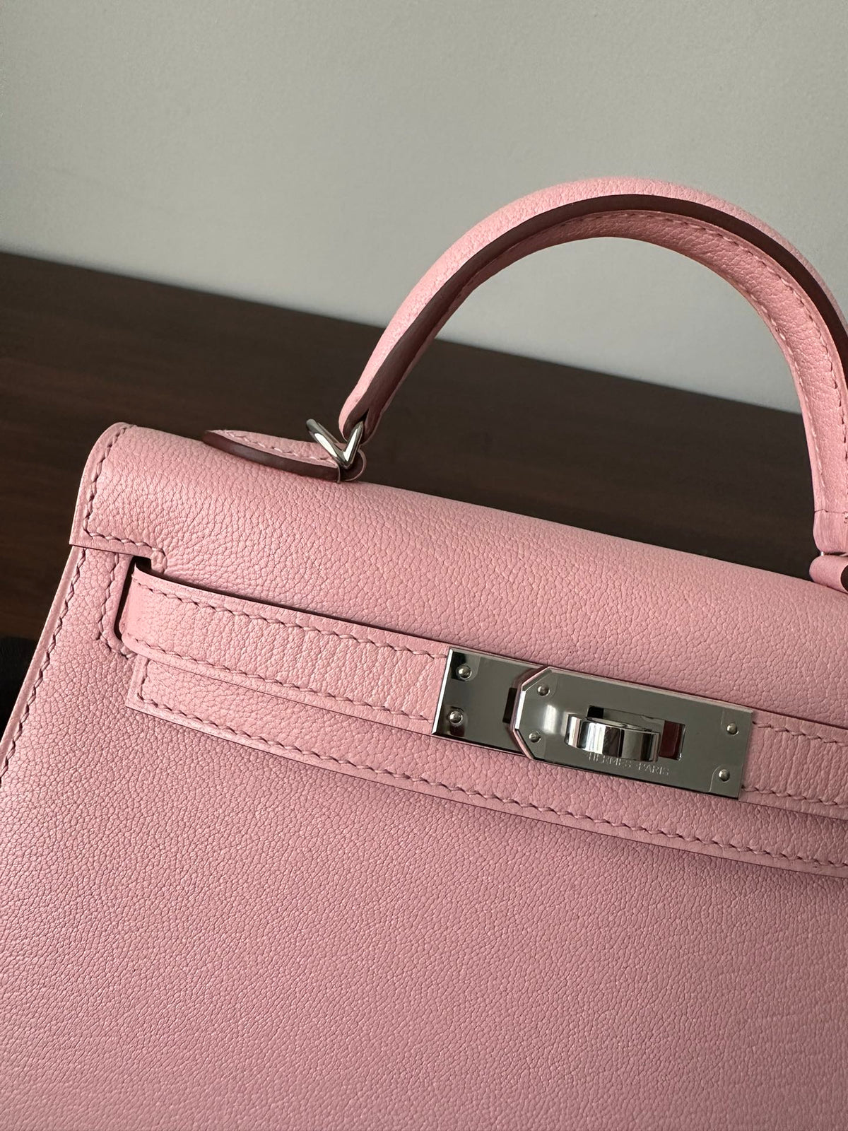 Hermes Kelly Mini 19 Pink Chevre Silver Hardware Bag