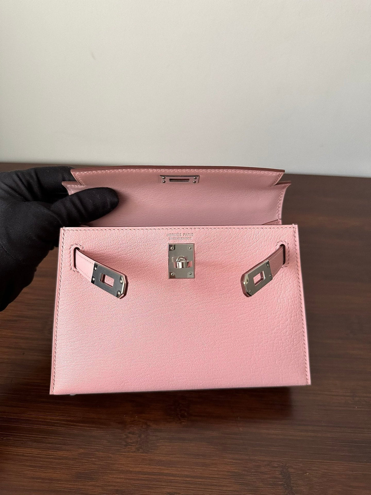 Hermes Kelly Mini 19 Pink Chevre Silver Hardware Bag