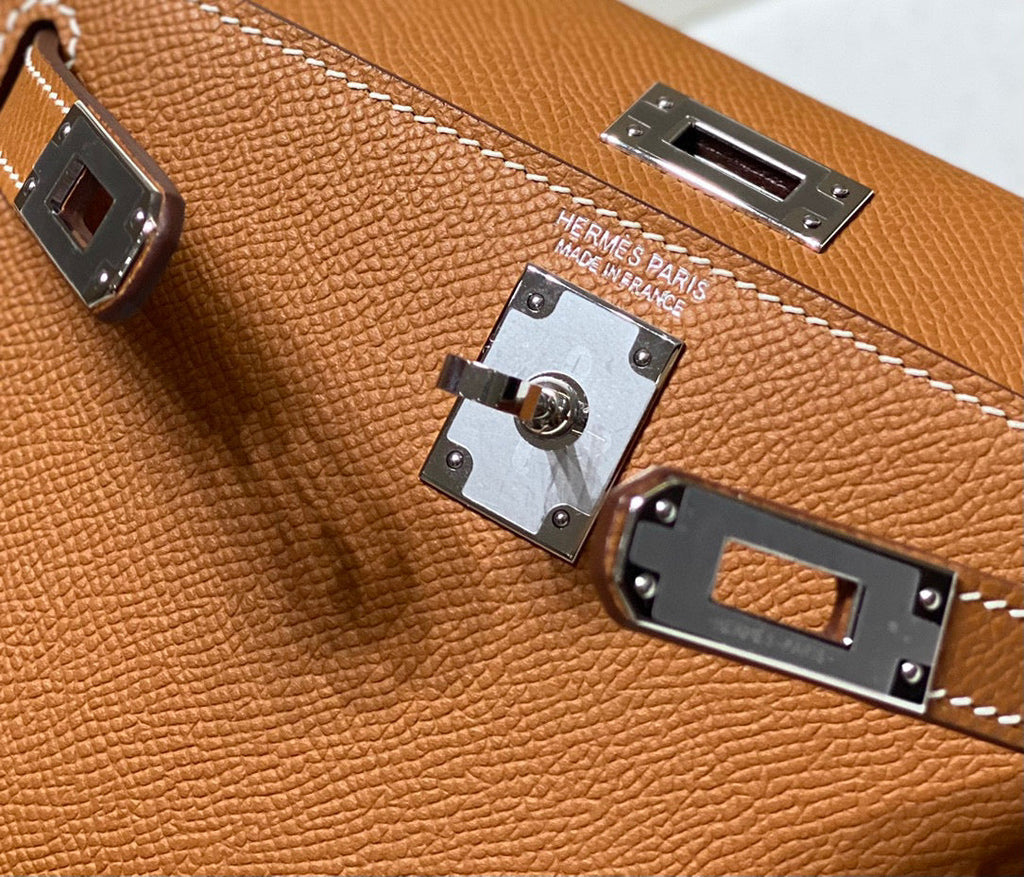 Hermes Kelly Mini 20 Golden Brown Epsom Silver Hardware Bag
