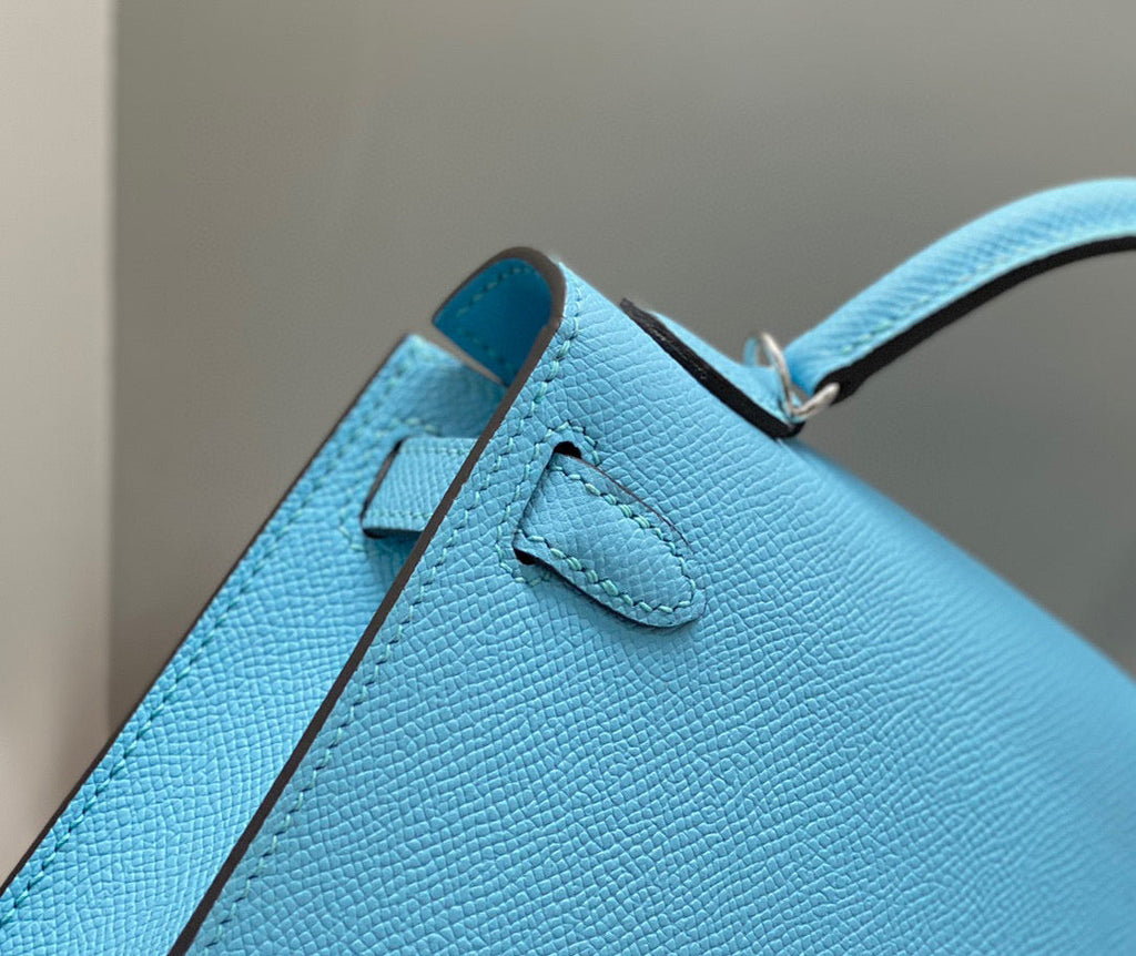 Hermes Kelly Mini 20 Sky Blue Epsom Silver Hardware Bag