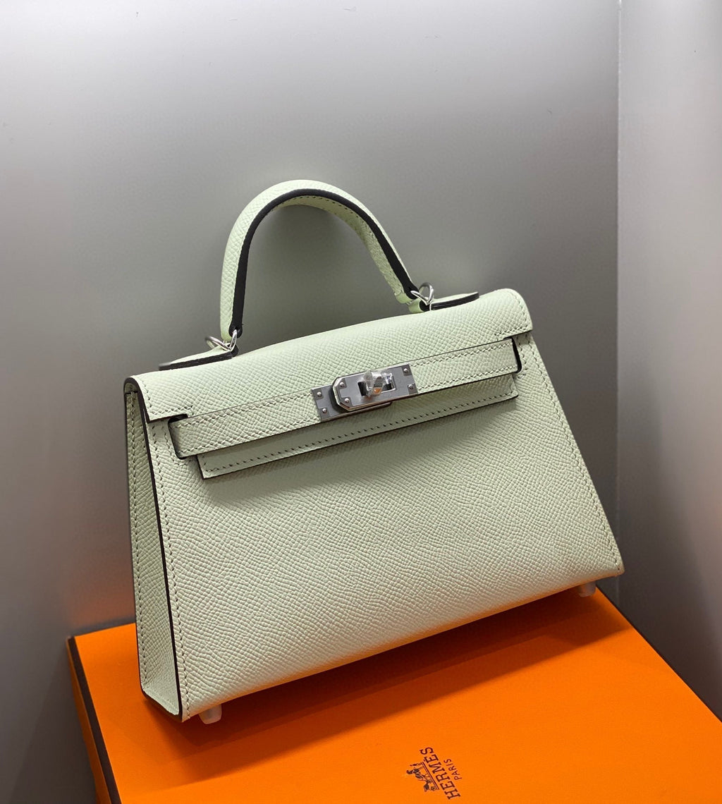 Hermes Kelly Mini 20 Seafoam Epsom Silver Hardware Bag