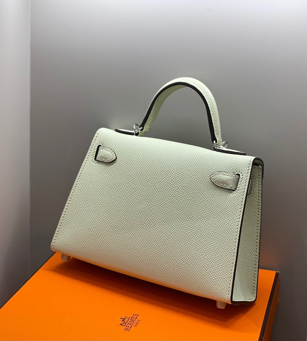 Hermes Kelly Mini 20 Seafoam Epsom Silver Hardware Bag