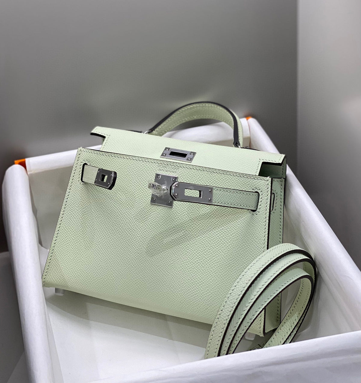 Hermes Kelly Mini 20 Seafoam Epsom Silver Hardware Bag