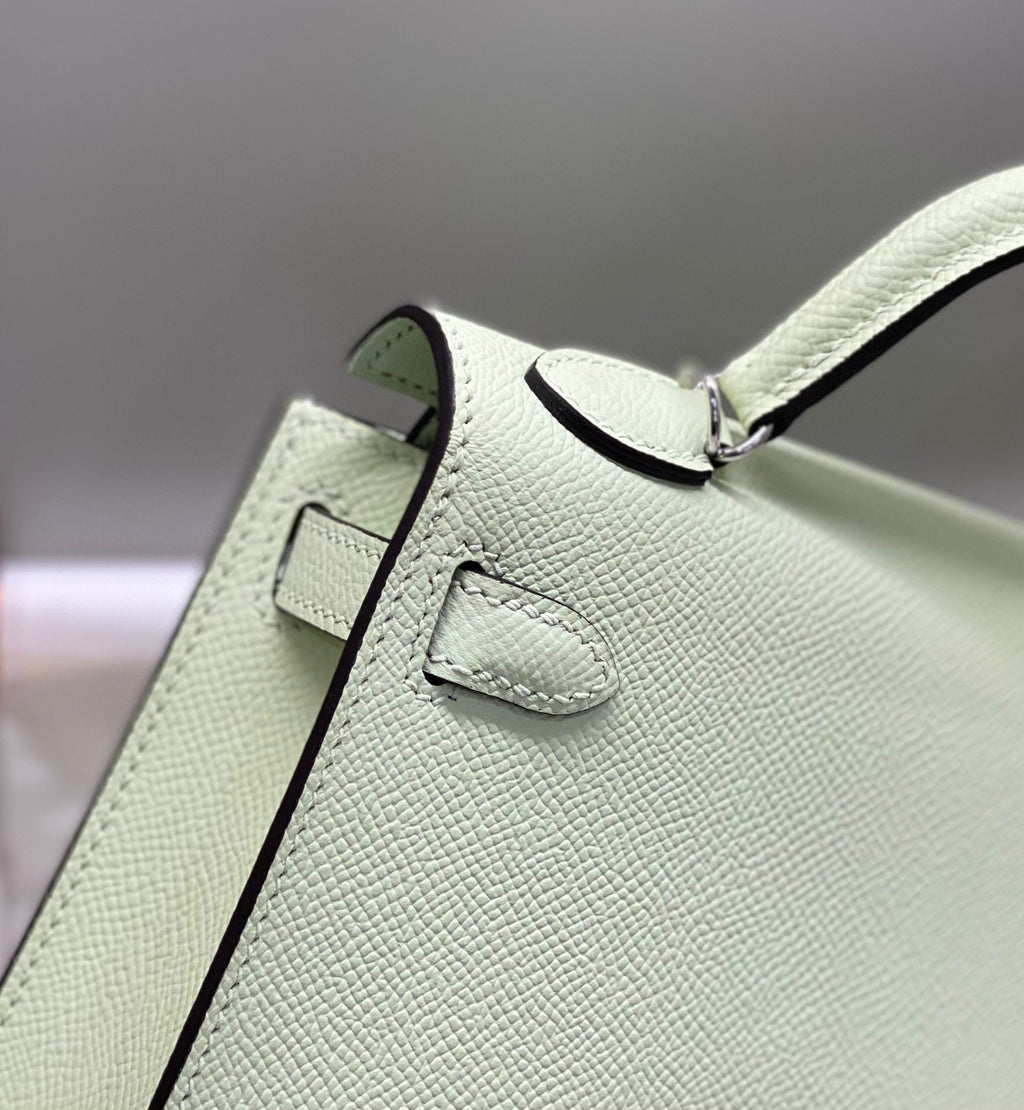 Hermes Kelly Mini 20 Seafoam Epsom Silver Hardware Bag