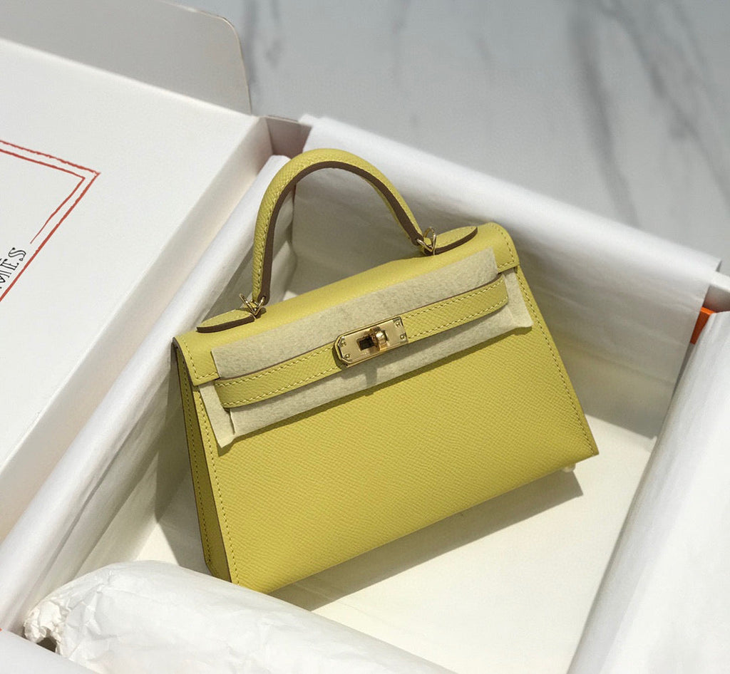 Hermes Kelly Mini 20 Yellow Epsom Gold Hardware Bag