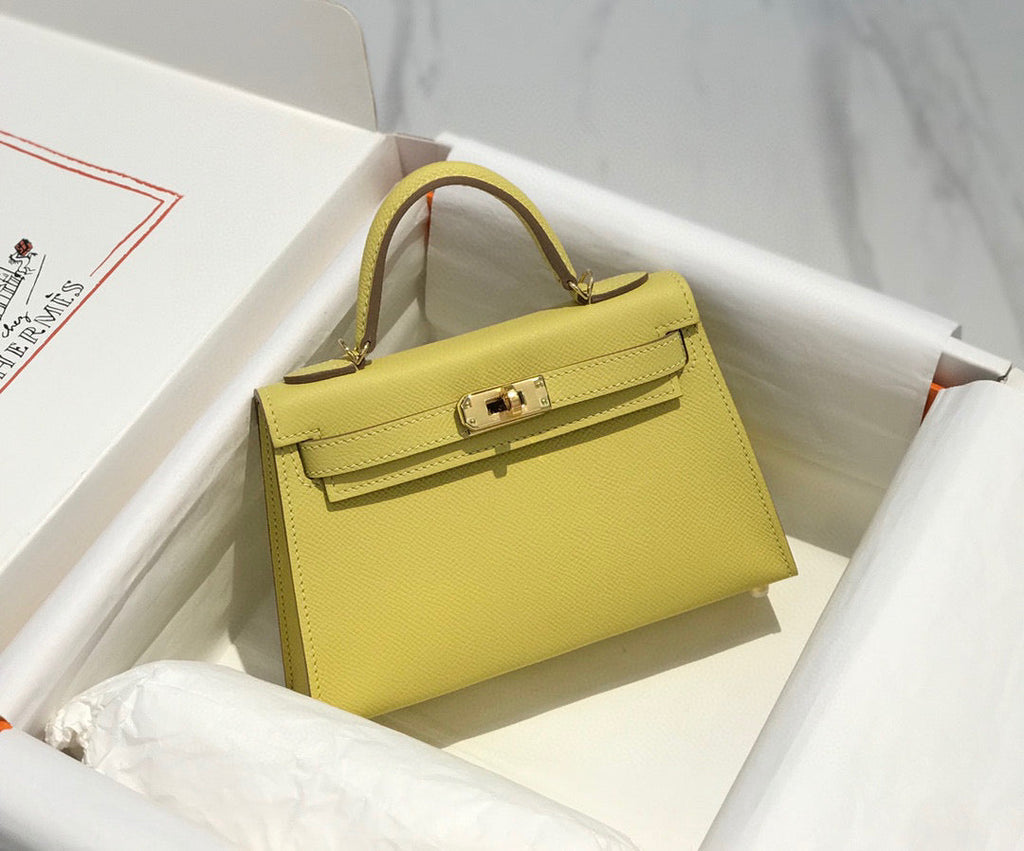 Hermes Kelly Mini 20 Yellow Epsom Gold Hardware Bag