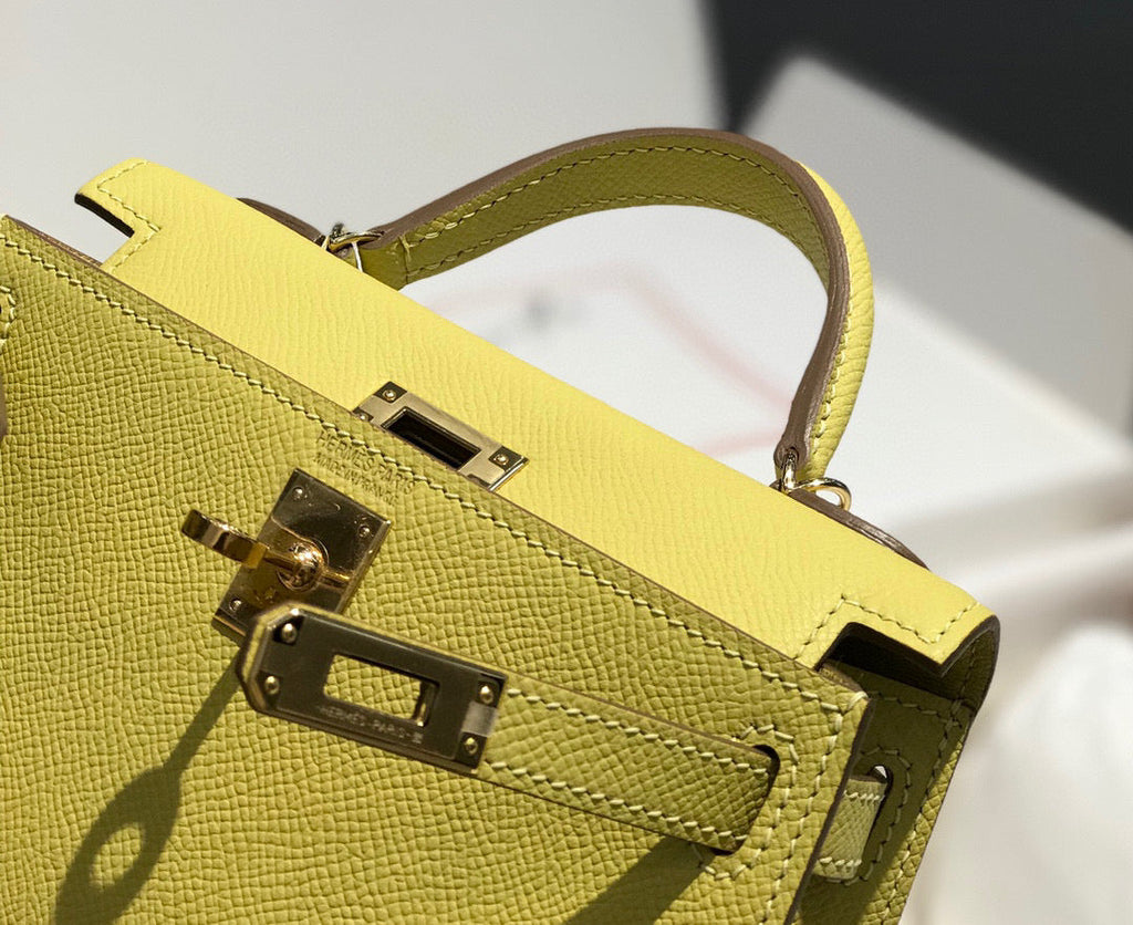 Hermes Kelly Mini 20 Yellow Epsom Gold Hardware Bag