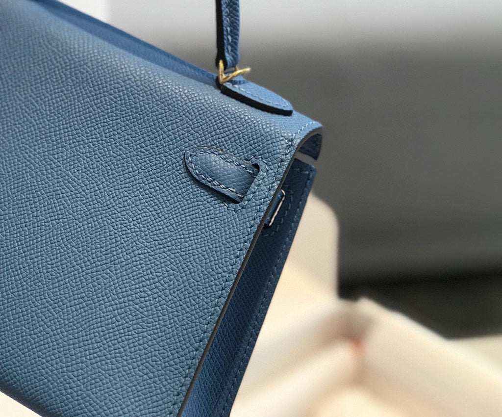 Hermes Kelly Mini 20 Blue Epsom Gold Hardware Bag