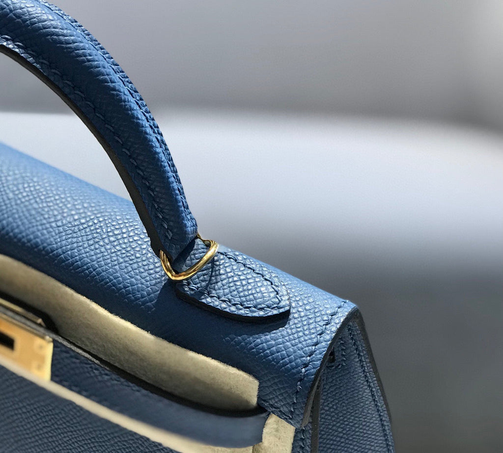 Hermes Kelly Mini 20 Blue Epsom Gold Hardware Bag