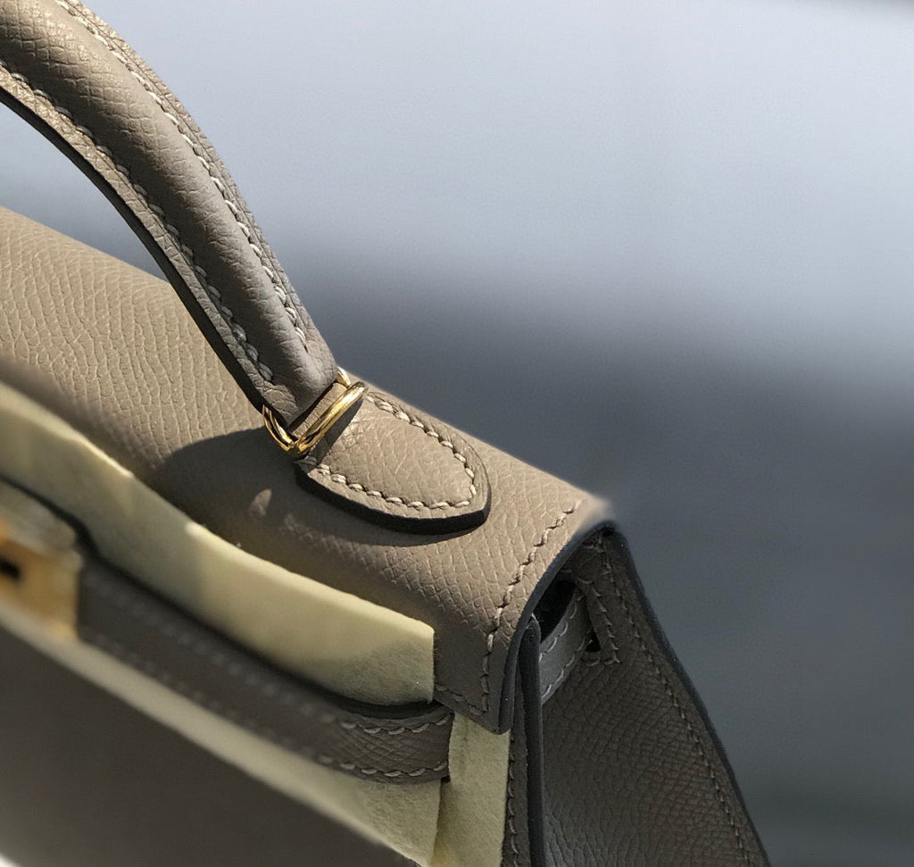 Hermes Kelly Mini 20 Light Grey Epsom Gold Hardware Bag