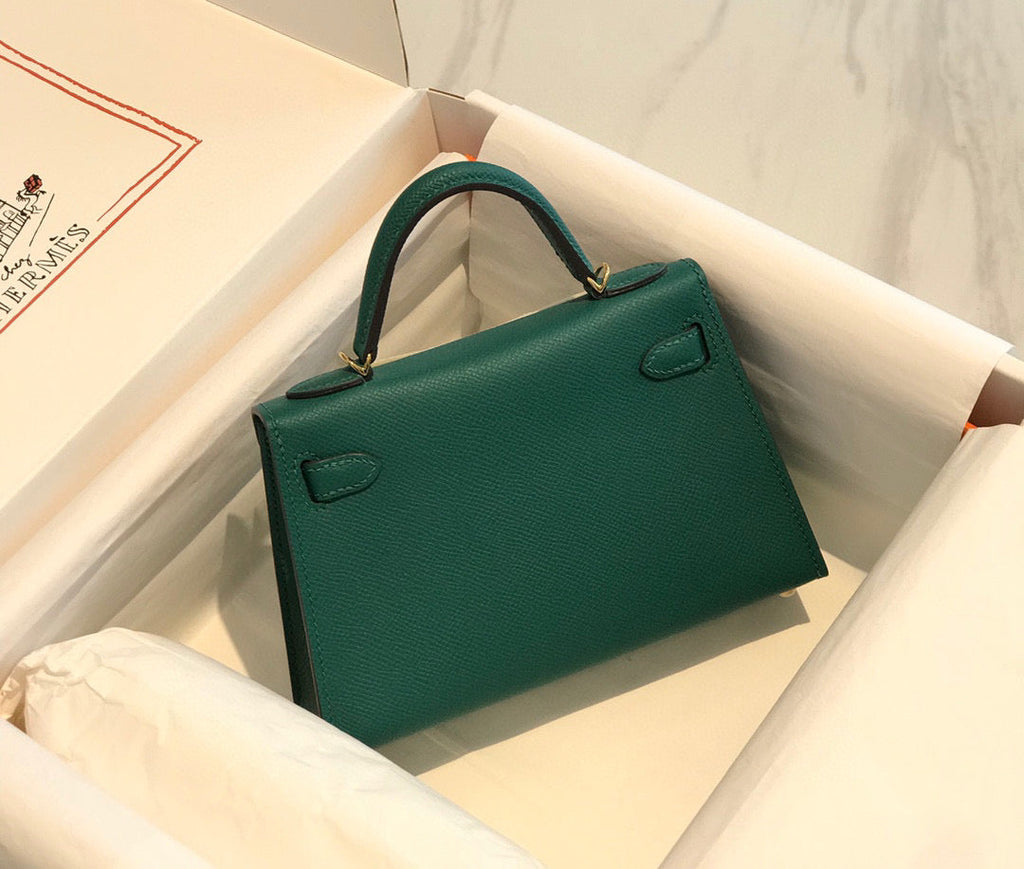 Hermes Kelly Mini 20 Green Epsom Gold Hardware Bag