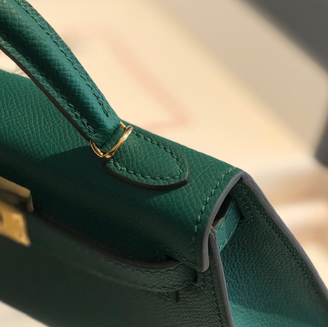 Hermes Kelly Mini 20 Green Epsom Gold Hardware Bag