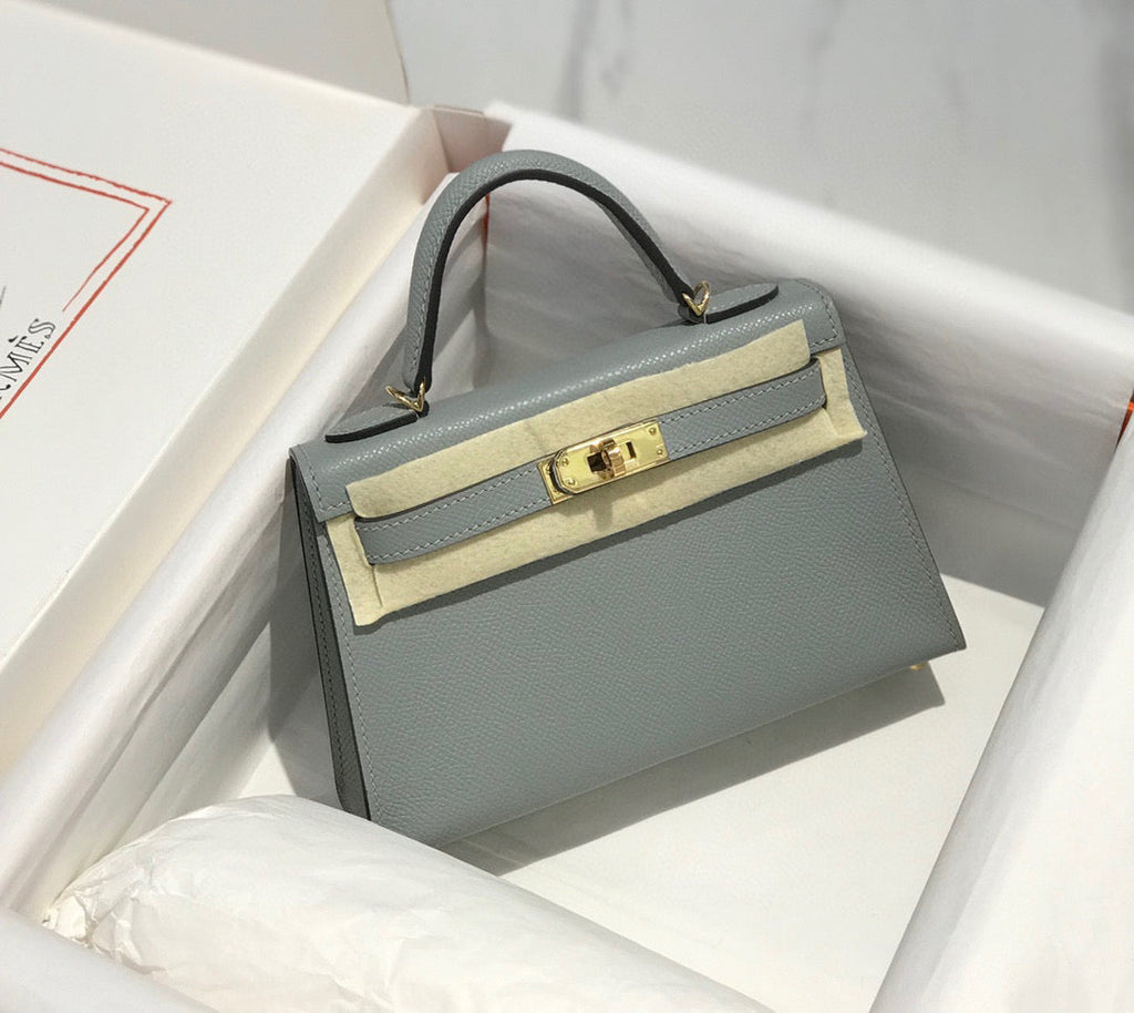 Hermes Kelly Mini 20 Medium Grey Epsom Gold Hardware Bag