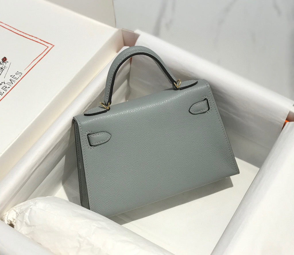 Hermes Kelly Mini 20 Medium Grey Epsom Gold Hardware Bag