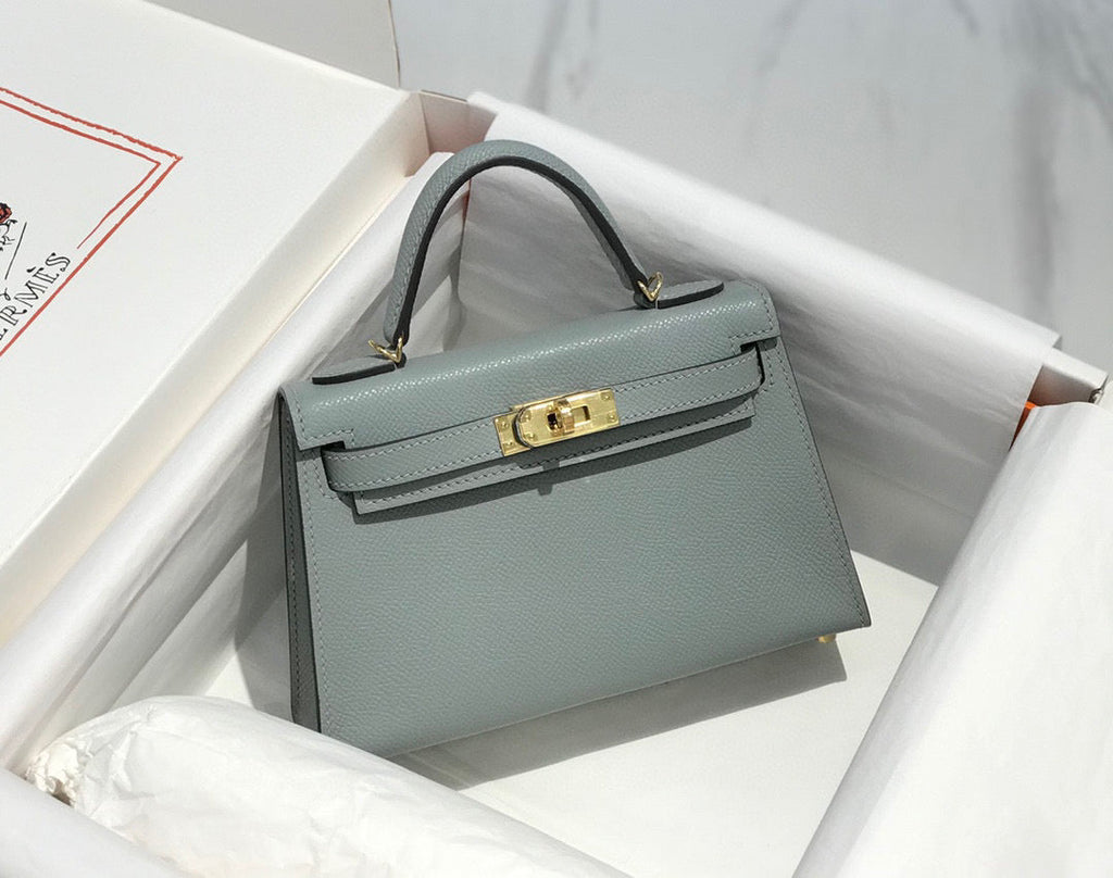 Hermes Kelly Mini 20 Medium Grey Epsom Gold Hardware Bag