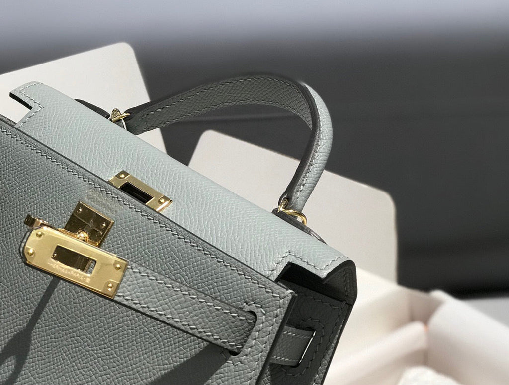 Hermes Kelly Mini 20 Medium Grey Epsom Gold Hardware Bag