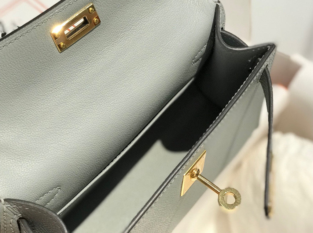 Hermes Kelly Mini 20 Medium Grey Epsom Gold Hardware Bag