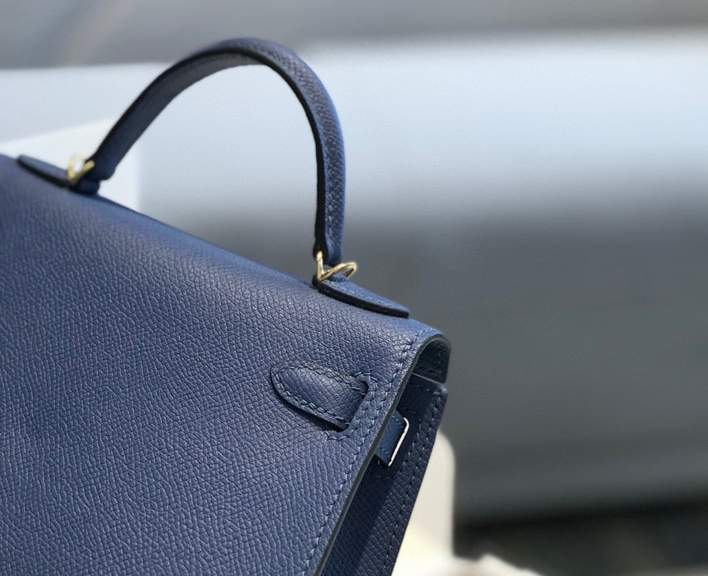 Hermes Kelly Mini 20 Denim Epsom Gold Hardware Bag