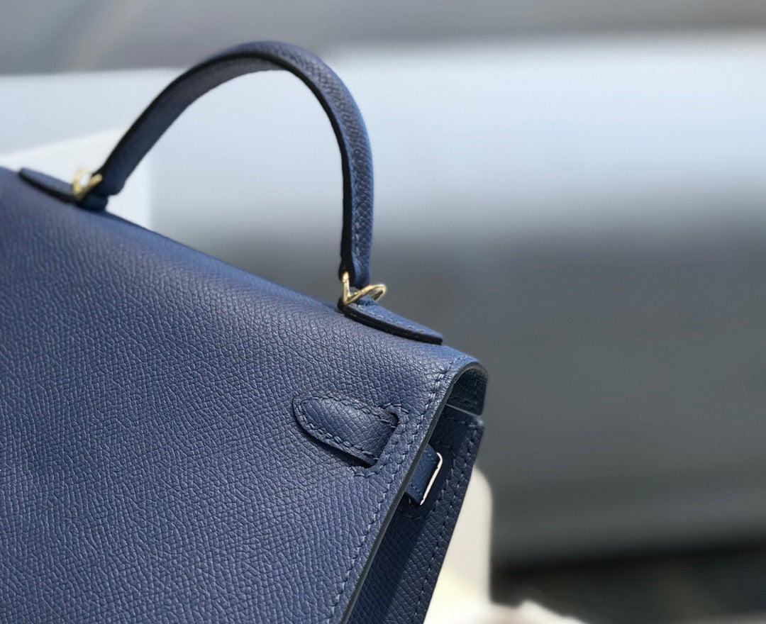 Hermes Kelly Mini 20 Denim Epsom Gold Hardware Bag