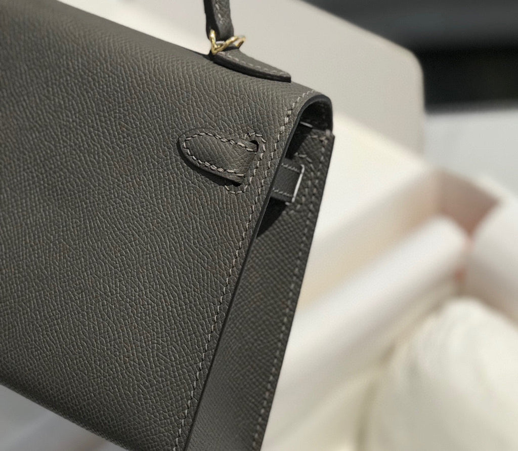 Hermes Kelly Mini 20 Dark Grey Epsom Gold Hardware Bag