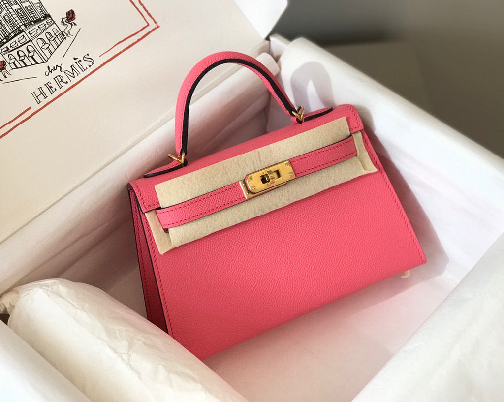 Hermes Kelly Mini 20 Dark Pink Epsom Gold Hardware Bag