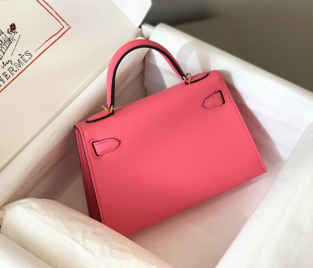 Hermes Kelly Mini 20 Dark Pink Epsom Gold Hardware Bag