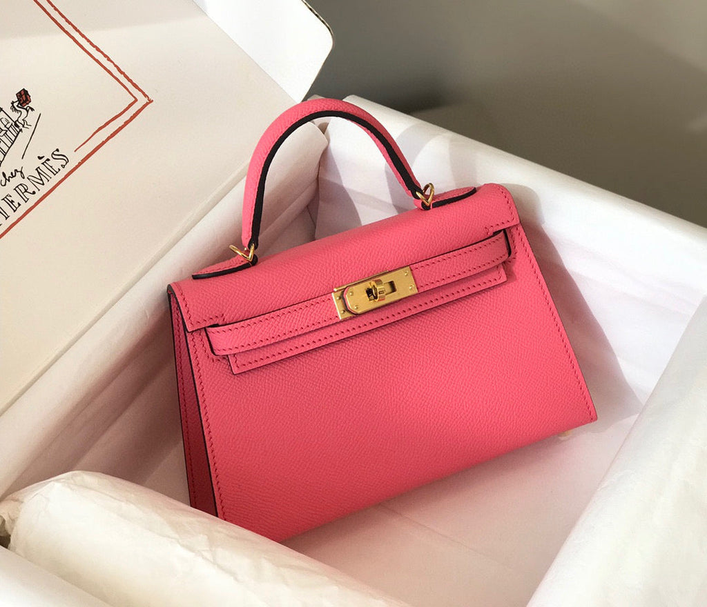 Hermes Kelly Mini 20 Dark Pink Epsom Gold Hardware Bag