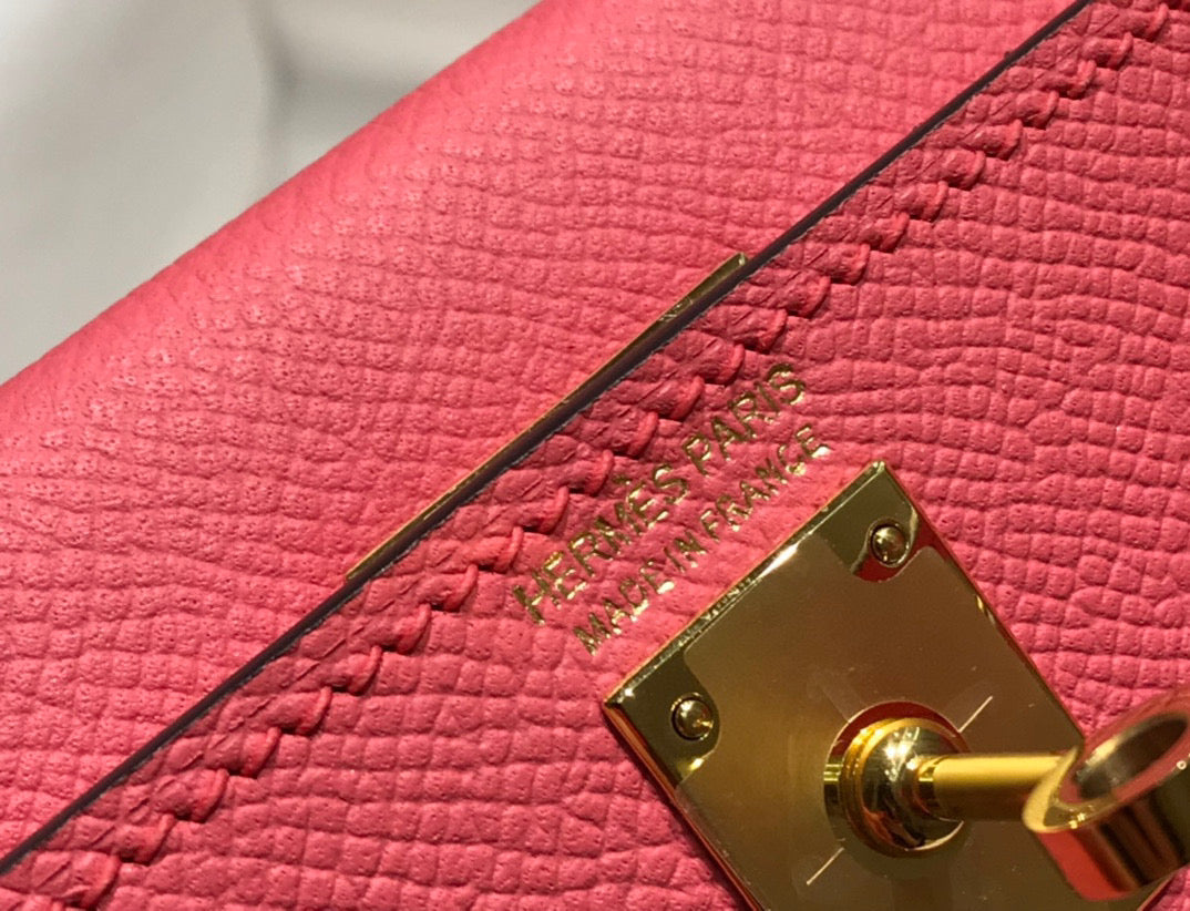Hermes Kelly Mini 20 Dark Pink Epsom Gold Hardware Bag