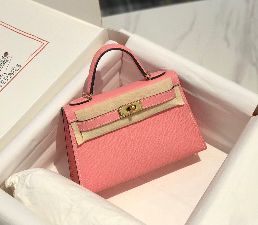 Hermes Kelly Mini 20 Pink Epsom Gold Hardware Bag