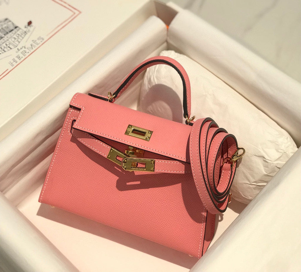 Hermes Kelly Mini 20 Pink Epsom Gold Hardware Bag