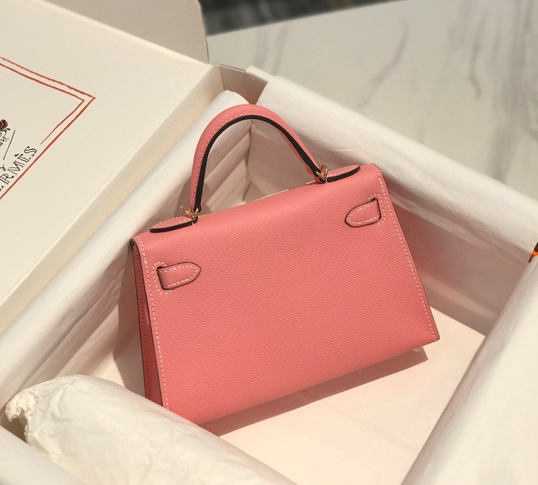 Hermes Kelly Mini 20 Pink Epsom Gold Hardware Bag