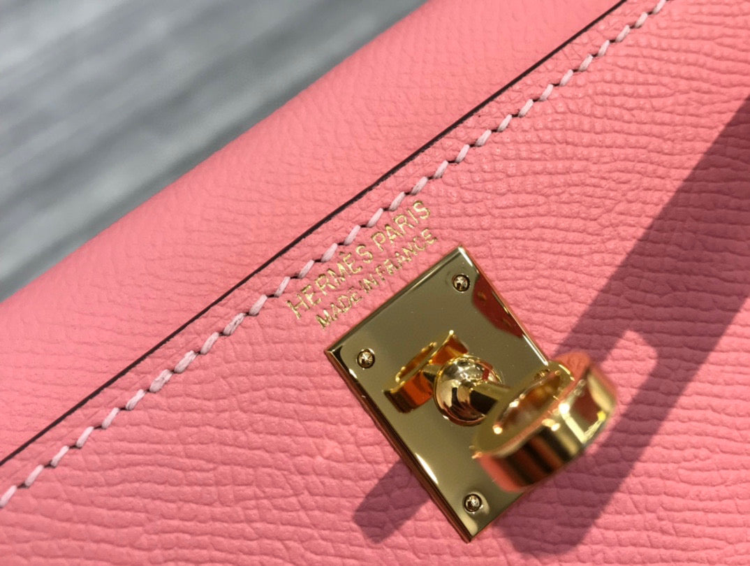 Hermes Kelly Mini 20 Pink Epsom Gold Hardware Bag