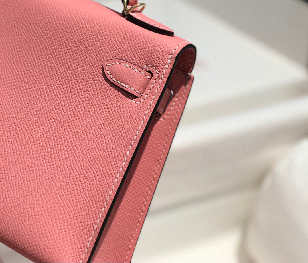 Hermes Kelly Mini 20 Pink Epsom Gold Hardware Bag