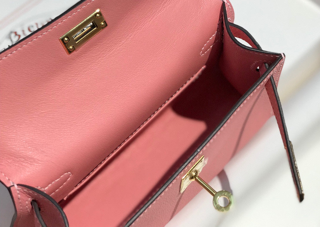 Hermes Kelly Mini 20 Pink Epsom Gold Hardware Bag