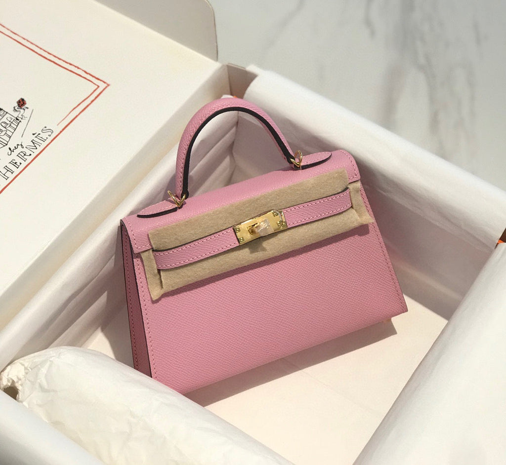 Hermes Kelly Mini 20 Light Pink Epsom Gold Hardware Bag