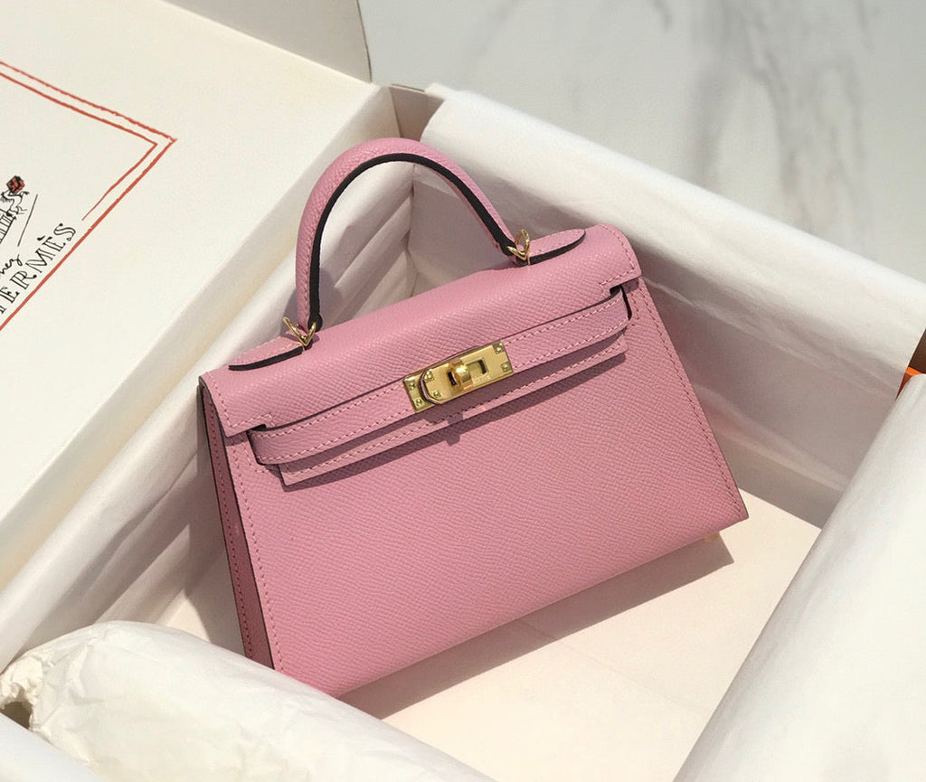 Hermes Kelly Mini 20 Light Pink Epsom Gold Hardware Bag