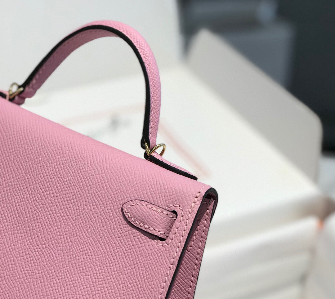 Hermes Kelly Mini 20 Light Pink Epsom Gold Hardware Bag