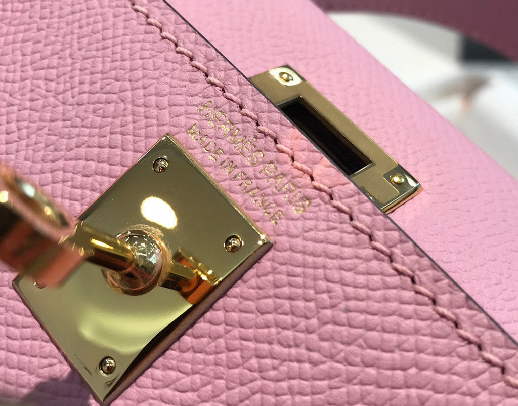 Hermes Kelly Mini 20 Light Pink Epsom Gold Hardware Bag