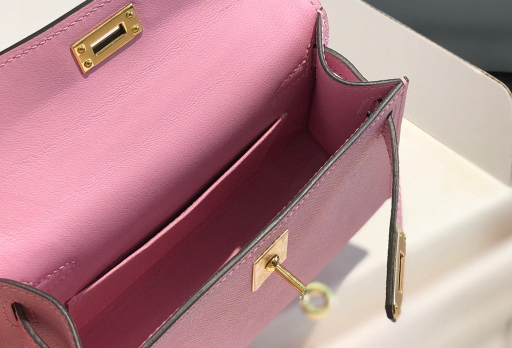 Hermes Kelly Mini 20 Light Pink Epsom Gold Hardware Bag