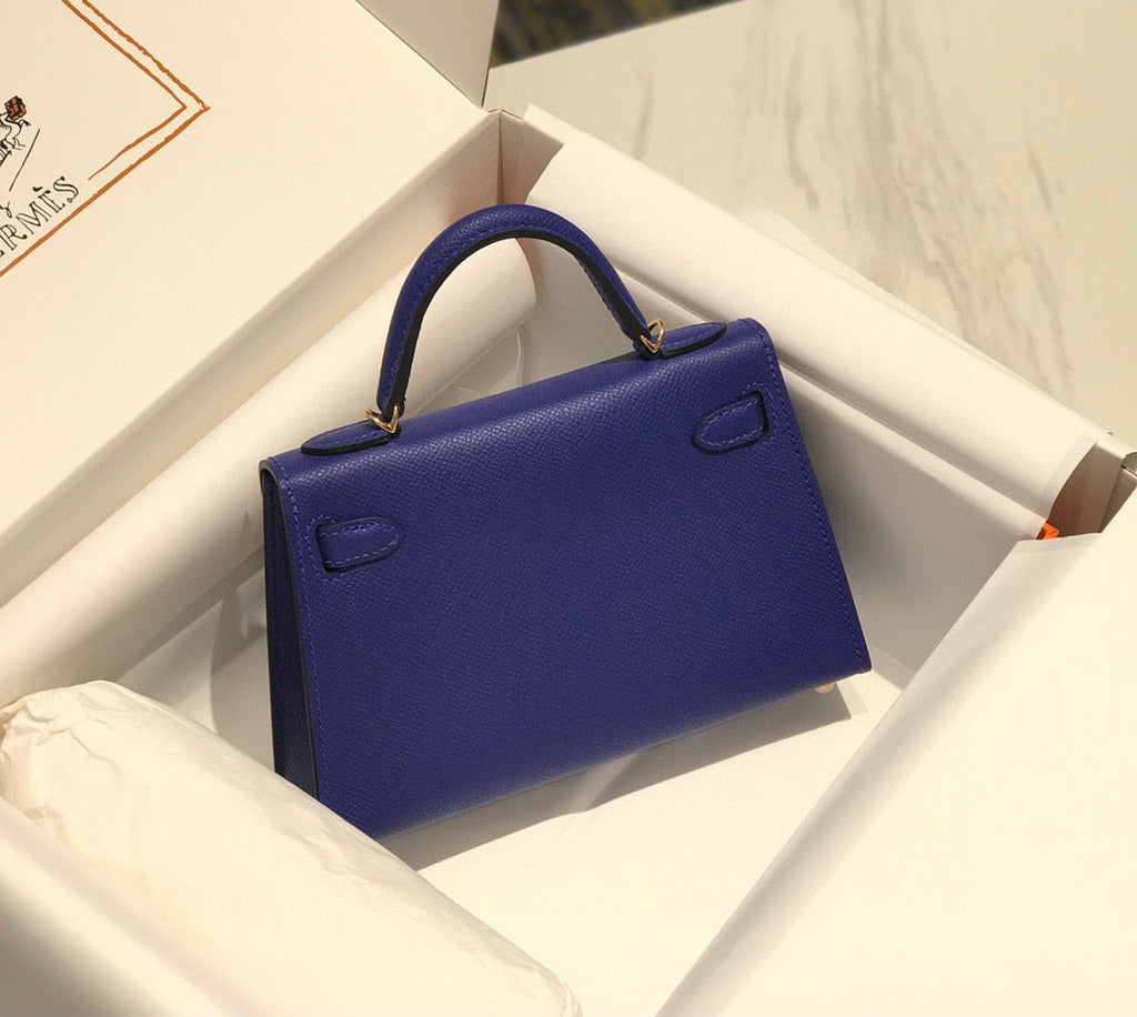 Hermes Kelly Mini 20 Blue Violet Epsom Gold Hardware Bag