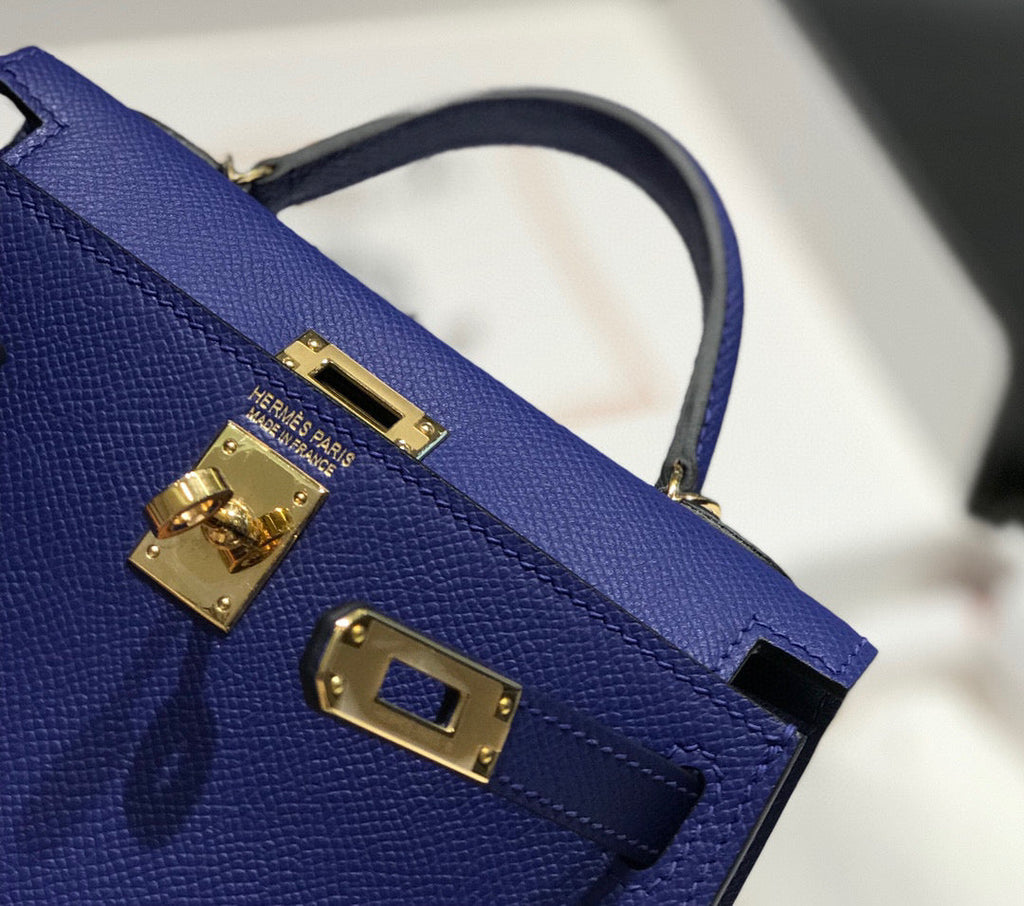 Hermes Kelly Mini 20 Blue Violet Epsom Gold Hardware Bag