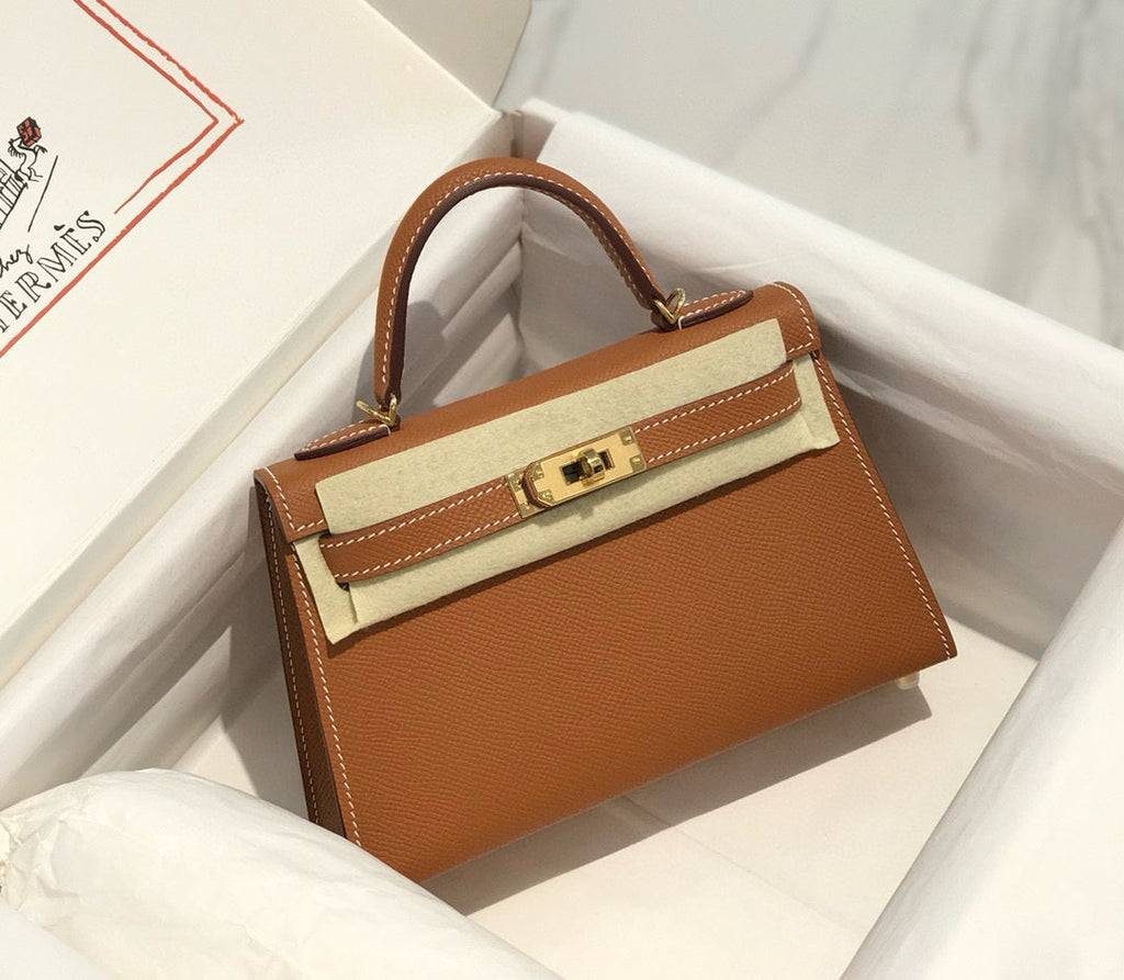 Hermes Kelly Mini 20 Golden Brown Epsom Gold Hardware Bag